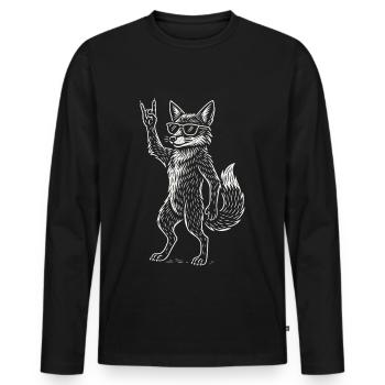 Rock Music Metal Music Funny Fox Heavy Metal - Men's Premium Organic Long Sleeve Shirt - black - Front - Nico (187cm)