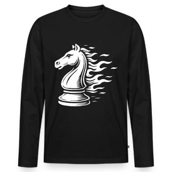Chess Knight Flames Board Game - Men's Premium Organic Long Sleeve Shirt - black - Front - Nico (187cm)