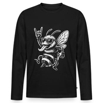 Rock Music Funny Heavy Metal Retro Bee Vibe - Men's Premium Organic Long Sleeve Shirt - black - Front - Nico (187cm)