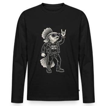 Heavy Metal Fish Rock Music Funny Goldfish - Men's Premium Organic Long Sleeve Shirt - black - Front - Nico (187cm)
