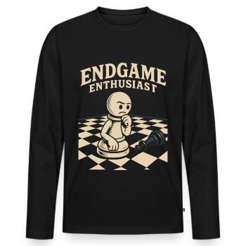 Endgame Enthusiast Schachspieler Brettspiel - Männer Premium Bio Langarmshirt - Schwarz - Vorne - Nico (187cm)