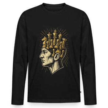 Chess Player Ghost Board Game Men Women - Men's Premium Organic Long Sleeve Shirt - black - Front - Nico (187cm)