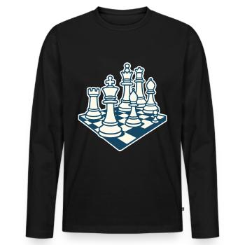Chess Player Chess Pieces Board Game Art - Men's Premium Organic Long Sleeve Shirt - black - Front - Nico (187cm)
