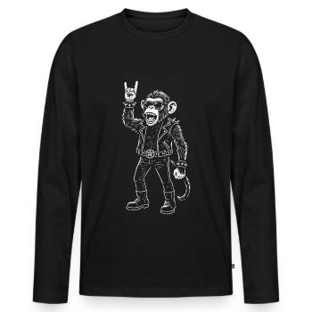 Rockmusik Heavy Metal Affe Retro Mann Frau - Männer Premium Bio Langarmshirt - Schwarz - Vorne - Nico (187cm)