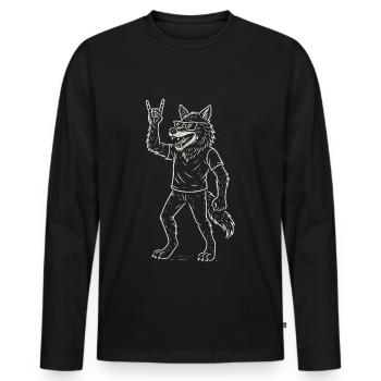 Rock Music Wolf Heavy Metal Funny Retro - Men's Premium Organic Long Sleeve Shirt - black - Front - Nico (187cm)