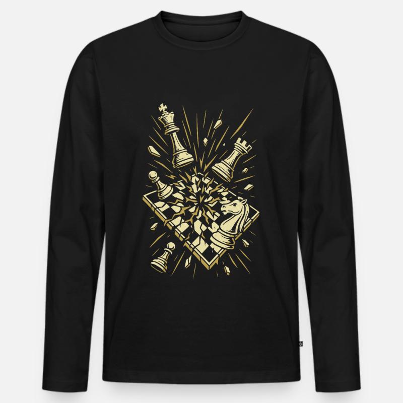 Chess Explosion Masterpiece - Men's Premium Organic Long Sleeve Shirt - black