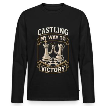 Castling - My Way to Victory - Funny Chess Set - Men's Premium Organic Long Sleeve Shirt - black - Front - Nico (187cm)