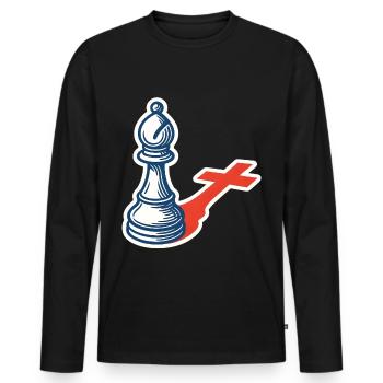 Chess Player Funny Bishop Shadow Design - Men's Premium Organic Long Sleeve Shirt - black - Front - Nico (187cm)
