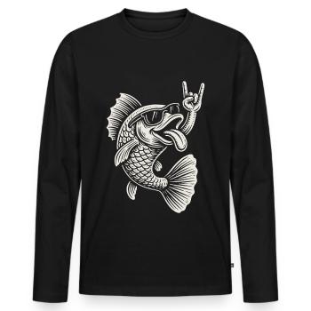 Rock Musique Poisson Drôle Metal Musique Rétro - T-shirt manches longues Premium bio Homme - noir - Devant - Nico (187cm)