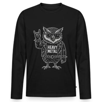 Heavy Metal Eule Rock Musik Lustig Retro - Männer Premium Bio Langarmshirt - Schwarz - Vorne - Nico (187cm)