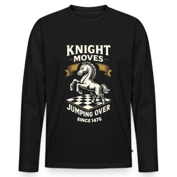 Ritter Bewegt Sich Und Springt Über Schachspieler - Männer Premium Bio Langarmshirt - Schwarz - Vorne - Nico (187cm)