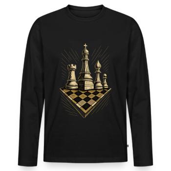 Joueur d’échecs Jeu de société Pièces d’échecs - T-shirt manches longues Premium bio Homme - noir - Devant - Nico (187cm)