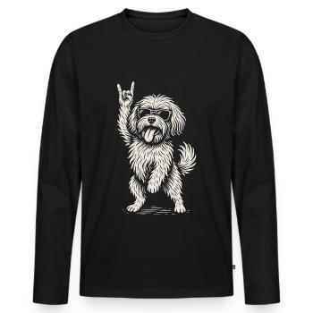 Rockmusik Havaneser Hund Lustiges Heavy Metal - Männer Premium Bio Langarmshirt - Schwarz - Vorne - Nico (187cm)