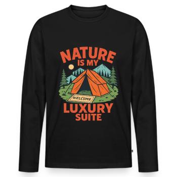 La nature est ma suite de luxe Camping Funny Camp - T-shirt manches longues Premium bio Homme - noir - Devant - Nico (187cm)