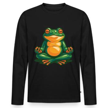 Affirmation Frosch Zum Thema Psychische Gesundheit - Männer Premium Bio Langarmshirt - Schwarz - Vorne - Nico (187cm)
