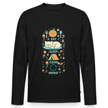 Manger Dormir Camp Répéter Funny Camper - T-shirt manches longues Premium bio Homme - noir - Devant - Nico (187cm)