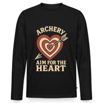 Archery Aim For The Heart Archer Bow - Men's Premium Organic Long Sleeve Shirt - black - Front - Nico (187cm)