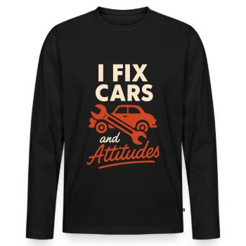 Ich Repariere Autos Und Haltungen Mechaniker - Männer Premium Bio Langarmshirt - Schwarz - Vorne - Nico (187cm)