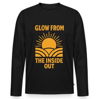Glow From The Inside Out Mindfulness Affirmation - Men's Premium Organic Long Sleeve Shirt - black - Front - Nico (187cm)