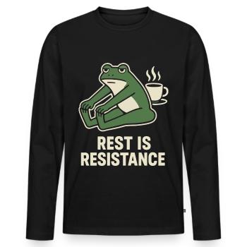 Le calme est résistance, pleine conscience, affirmation - T-shirt manches longues Premium bio Homme - noir - Devant - Nico (187cm)