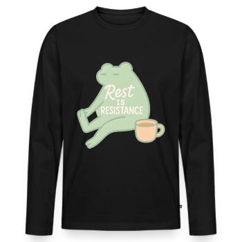 Calmness is resistance mindfulness affirmation - Men's Premium Organic Long Sleeve Shirt - black - Front - Nico (187cm)