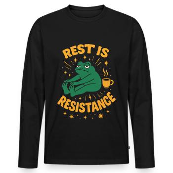 Calmness is resistance mindfulness affirmation - Men's Premium Organic Long Sleeve Shirt - black - Front - Nico (187cm)