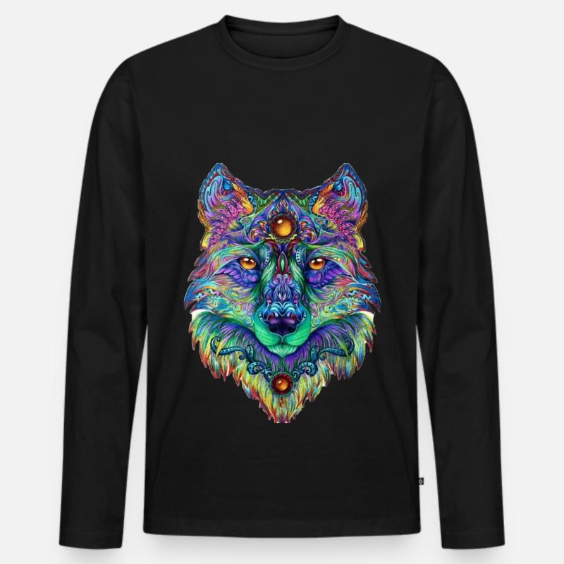Wolfpack Geek Wolf - Männer Premium Bio Langarmshirt - Schwarz