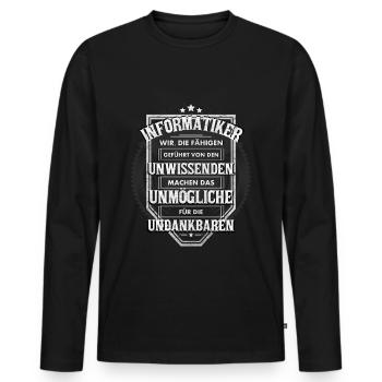 Nerd IT Geek Informatiker Programmierer Geschenk - Männer Premium Bio Langarmshirt - Schwarz - Vorne - Nico (187cm)