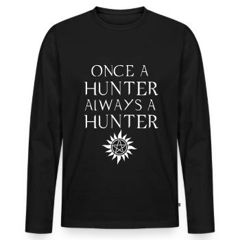 CHASSEUR, CADEAU - T-shirt manches longues Premium bio Homme - noir - Devant - Nico (187cm)