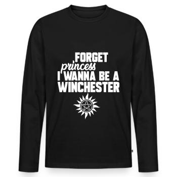 FORGET PRINCESS, GESCHENK - Männer Premium Bio Langarmshirt - Schwarz - Vorne - Nico (187cm)