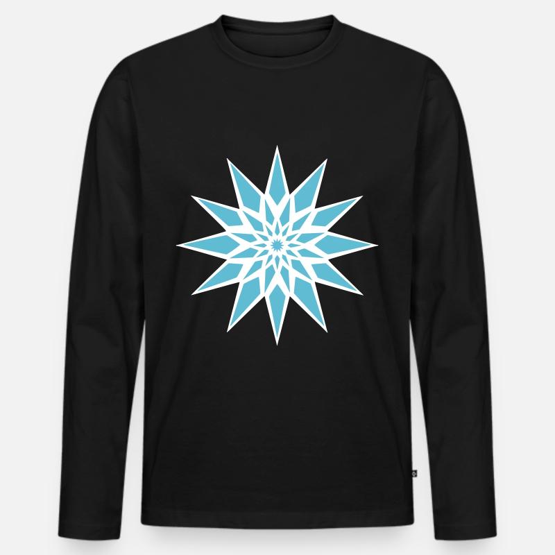Stern Eiskristall - Männer Premium Bio Langarmshirt - Schwarz