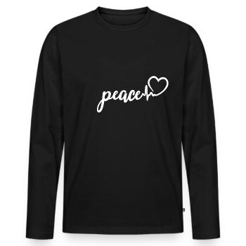 paix battement de cœur paix amour paix - T-shirt manches longues Premium bio Homme - noir - Devant - Nico (187cm)
