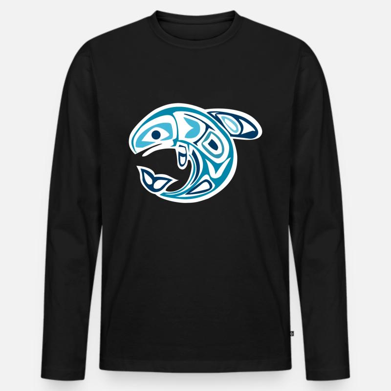 Wal - Männer Premium Bio Langarmshirt - Schwarz