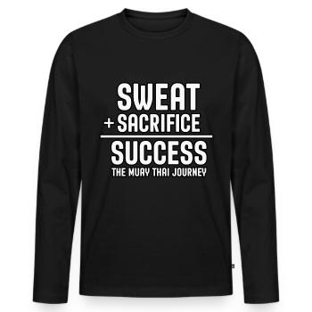 Sweat Sacrifice Success the muay thai journey - Men's Premium Organic Long Sleeve Shirt - black - Front - Nico (187cm)