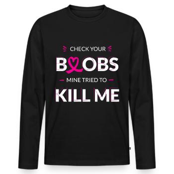 Breast cancer screening - Men's Premium Organic Long Sleeve Shirt - black - Front - Nico (187cm)
