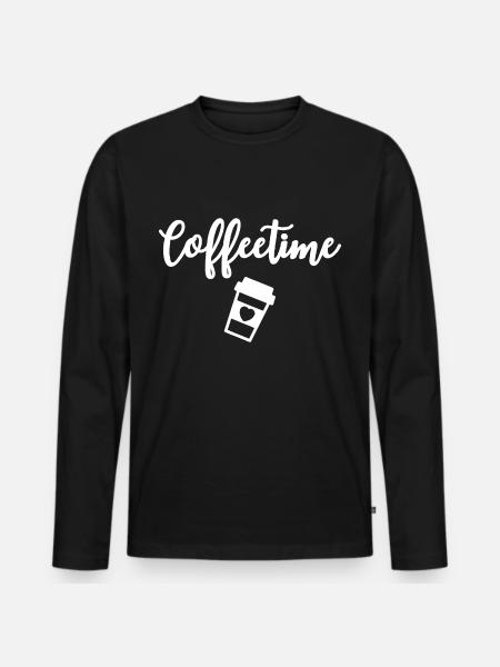 Coffeetime Kaffeetrinker - Männer Premium Bio Langarmshirt - Schwarz