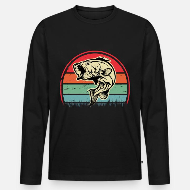 Barsch-Fisch - Männer Premium Bio Langarmshirt - Schwarz