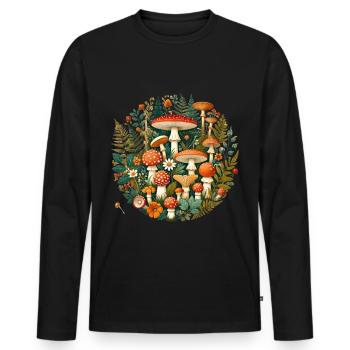 CottageCore Mushroom Varieties Design Various Mushrooms - Men's Premium Organic Long Sleeve Shirt - black - Front - Nico (187cm)