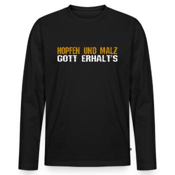 Hopfen und Malz, Gott erhalt's. Spruch Lustig Bier - Männer Premium Bio Langarmshirt - Schwarz - Vorne - Nico (187cm)