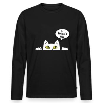 Cadeau chat perso coquin maine coon persan - T-shirt manches longues Premium bio Homme - noir - Devant - Nico (187cm)