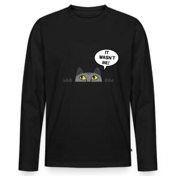 Cadeau chat perso coquin maine coon persan - T-shirt manches longues Premium bio Homme - noir - Devant - Nico (187cm)