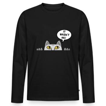 Cadeau chat perso coquin maine coon persan - T-shirt manches longues Premium bio Homme - noir - Devant - Nico (187cm)