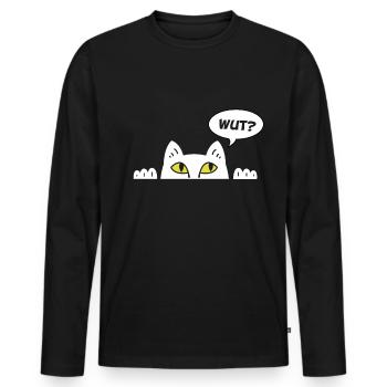 Cadeau chat perso coquin maine coon persan - T-shirt manches longues Premium bio Homme - noir - Devant - Nico (187cm)