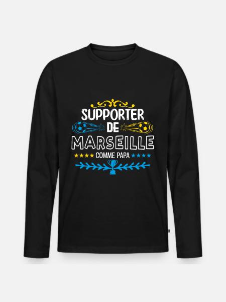 supporteur de Marseille. OM marseille - T-shirt manches longues Premium bio Homme - noir