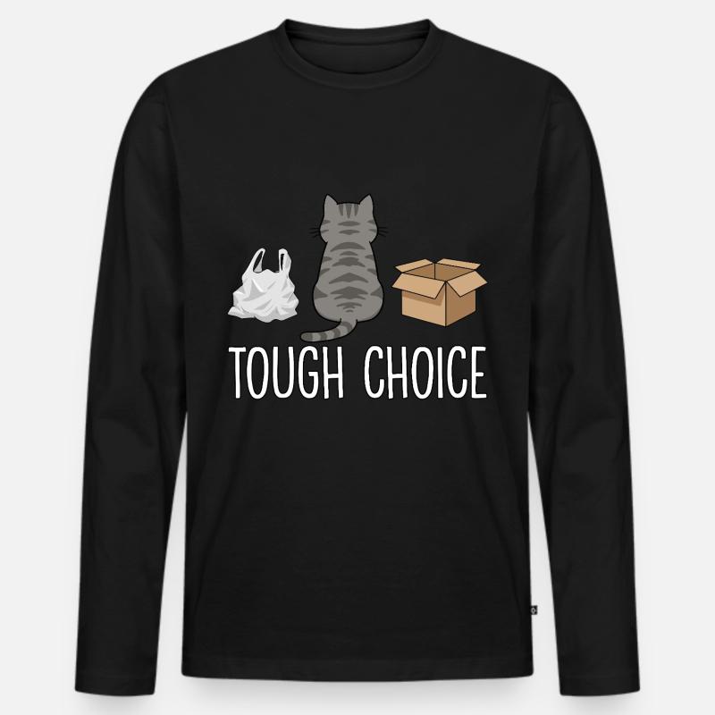 Harte Wahl Lustiger Katzenspruch - Männer Premium Bio Langarmshirt - Schwarz