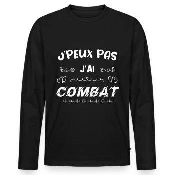 J PEUX PAS J'AI COMBAT - T-shirt manches longues Premium bio Homme - noir - Devant - Nico (187cm)