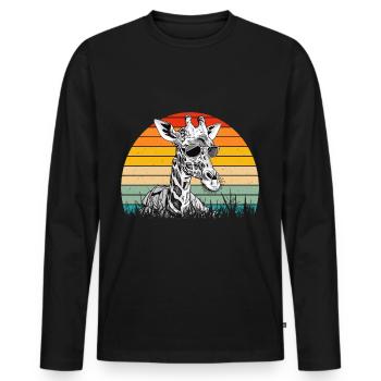 Girafe vintage avec lunettes de soleil rétro - T-shirt manches longues Premium bio Homme - noir - Devant - Nico (187cm)