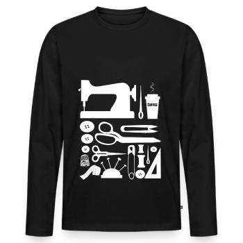 Sewing Sewing Shirt Yarn Sewing Sew funny tailor - Men's Premium Organic Long Sleeve Shirt - black - Front - Nico (187cm)
