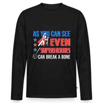 Superhero Crutches Leg Fractured Foot Broken Gift - Men's Premium Organic Long Sleeve Shirt - black - Front - Nico (187cm)