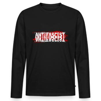 Anti-fascist against paternalism - Men's Premium Organic Long Sleeve Shirt - black - Front - Nico (187cm)